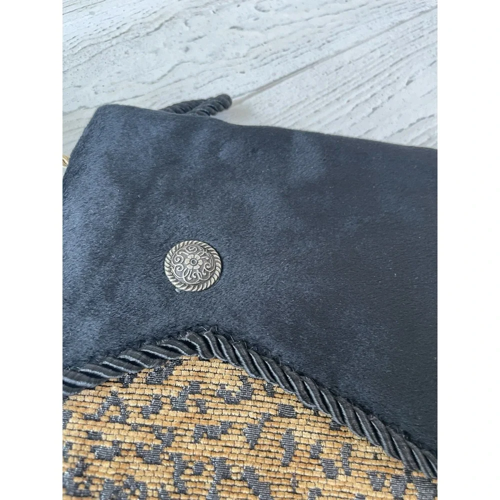 Set of 2 Lg Quality Leopard‎ Print Black Fur Trimmed Christmas Stockings Tassels